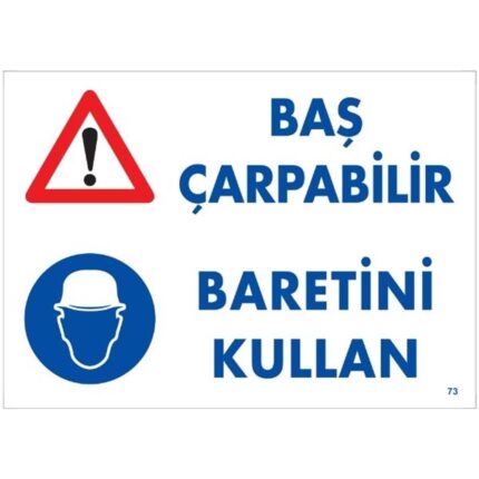 Baş Çarpabilir Baretini Kullan Uyarı Levhası