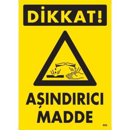 Dikkat Aşındırıcı Madde Uyarı Levhası