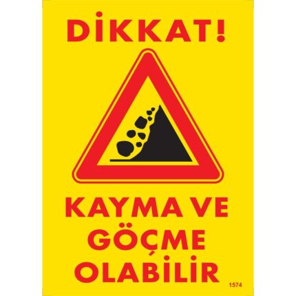 Dikkat Kayma ve Göçme Olabilir Uyarı Levhası