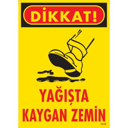 Dikkat Yağışta Kaygan Zemin Uyarı Levhası