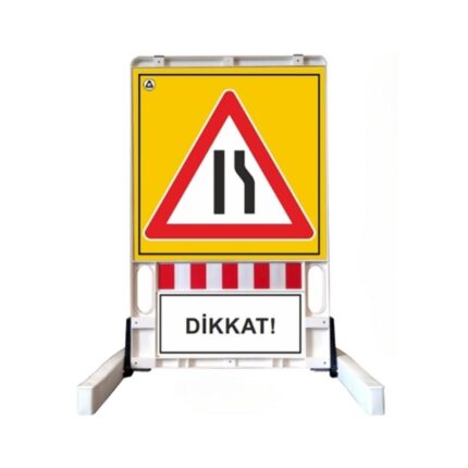 Sağdan Daralan Yol Katlanır Uyarı Levhalı Bariyer